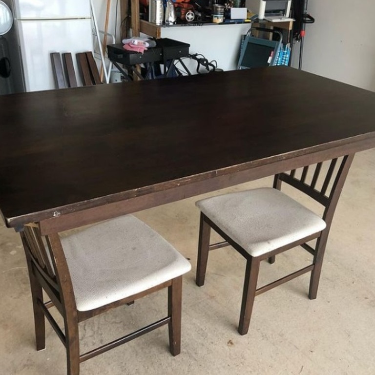 Her love of DIY began in August last year when she upcycled this old dining table. Picture: Instagram/lifestyleby_mari