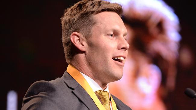 Winner of the Peter Crimmins Medal, Sam Mitchell. Picture: Eugene Hyland