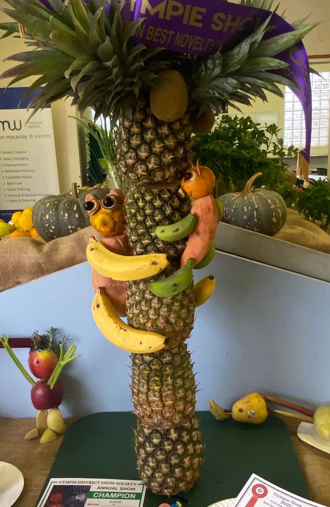 Mackenzie Hargreaves took home Grand Champion for her novelty display of fruit and veg on day two of the Gympie show.