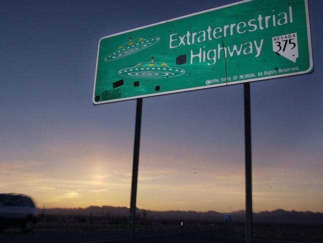 The Extraterrestrial Highway near Rachel, Nevada, runs along the eastern border of Area 51. Picture: AP