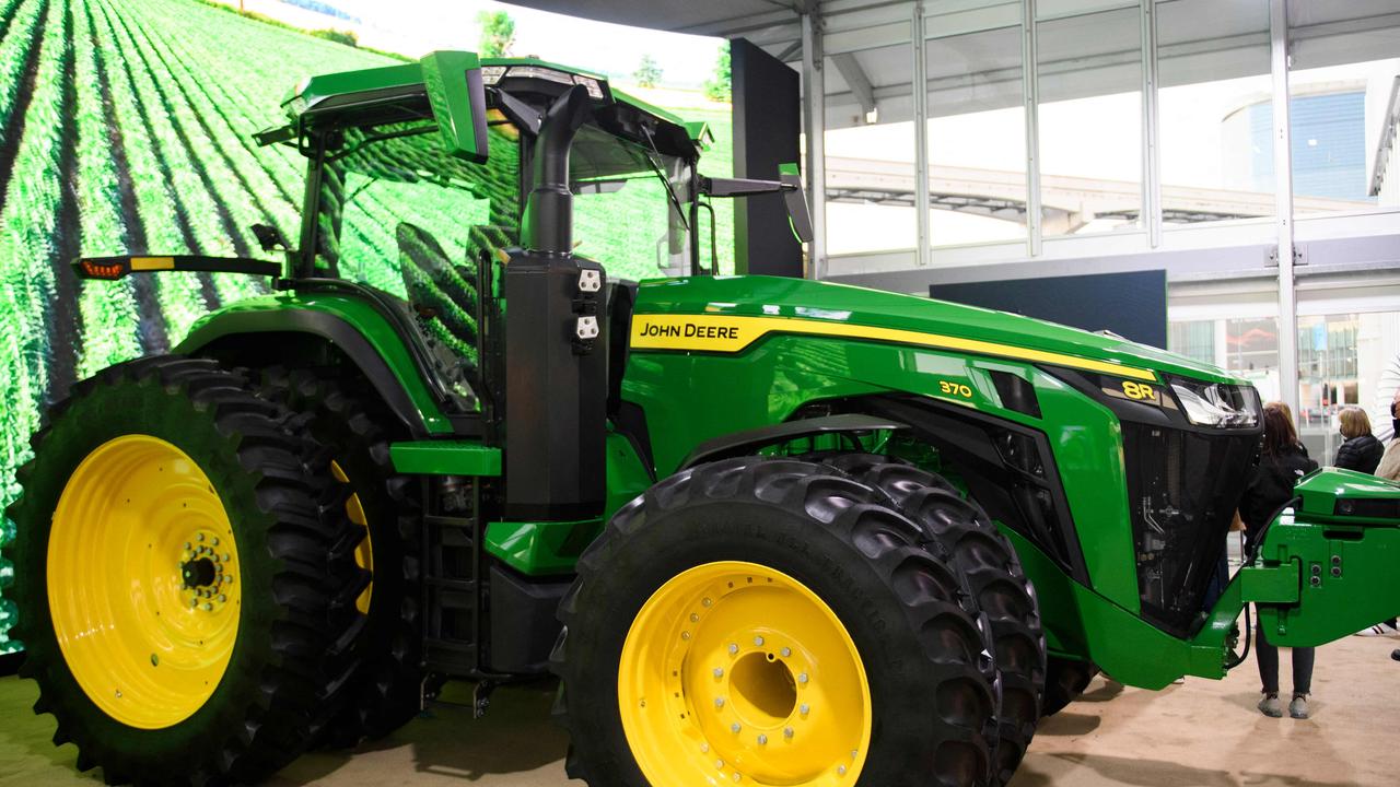 The Deer &amp; Co. John Deere 8R fully autonomous tractor is displayed ahead of the Consumer Electronics Show. Picture: Patrick T. FALLON / AFP