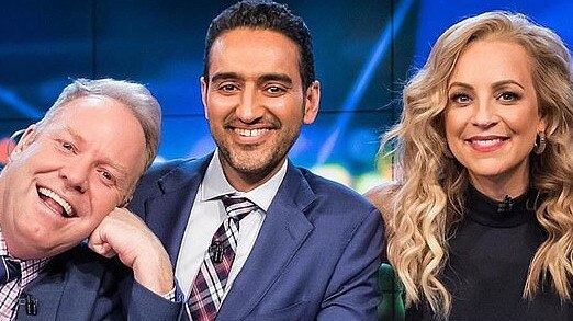 The Project’s Peter Helliar, Waleed Aly and Carrie Bickmore are some of the funniest, smartest and friendliest people in media says fellow panellist, Steve Price. Picture: Supplied