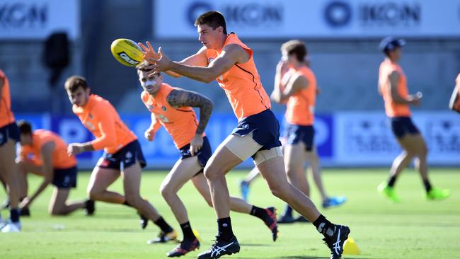 Matthew Kreuzer, pictured at Blues training this week, looks set to line up in the season opener despite a JLT Series injury scare.