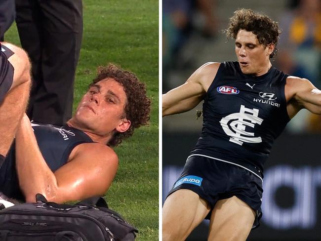 Charlie Curnow was worked on early. Photo: Channel 7.