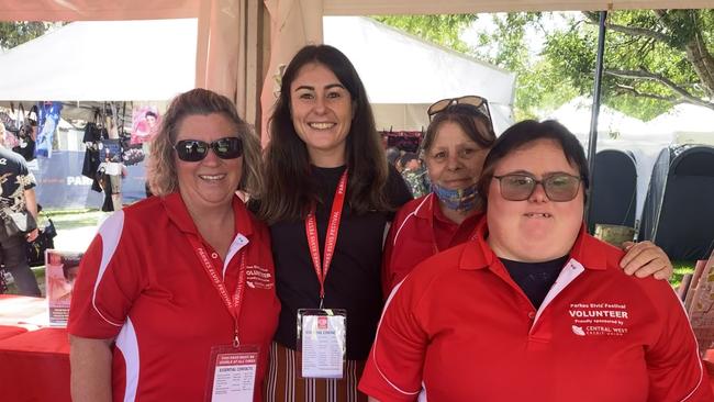 Kate Miller, Gordana Freney, Karen Hartley, and Sarah Jane Bowkett providing volunteering services at the Elvis Festival in Parkes.