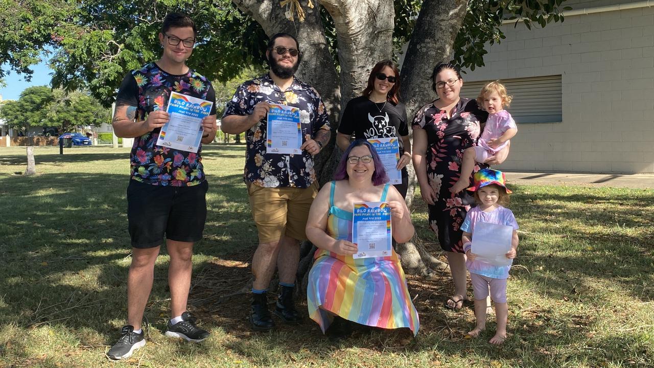 The Bilo Rainbow Pride team Brendan Costello, Ryan Dippel, Jayne Centurion, Candyce Parker and Genevieve Dippel (front). Picture: Contributed