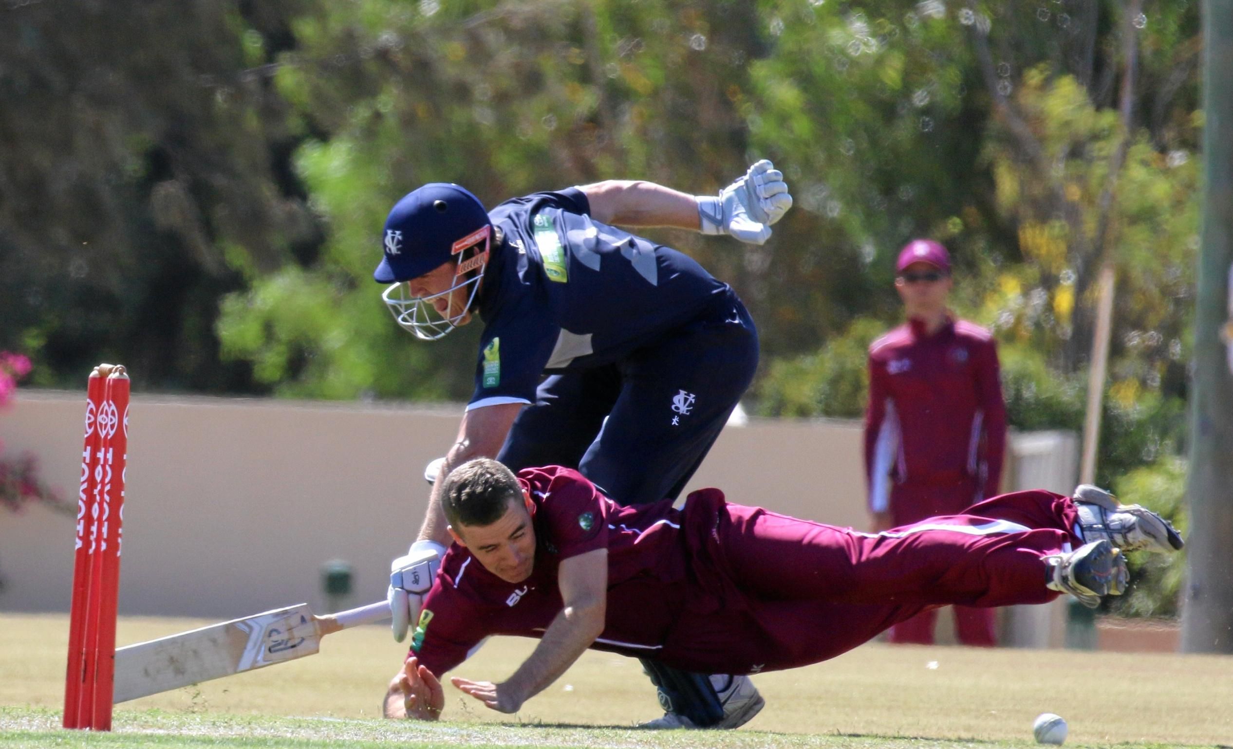 Toowoomba's Shaun McCarthy bowls for Queensland at the National Country Cricket Championships in Geraldton, Western Australia this week. Picture: Arctic Moon Photography