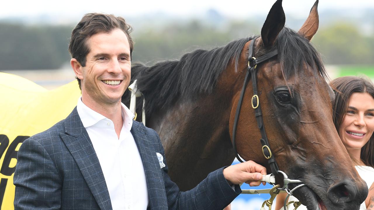 Trainer Michael Kent Jnr (left) celebrates a win at Ballarat on December 7. Picture: Brett Holburt / Racing Photos