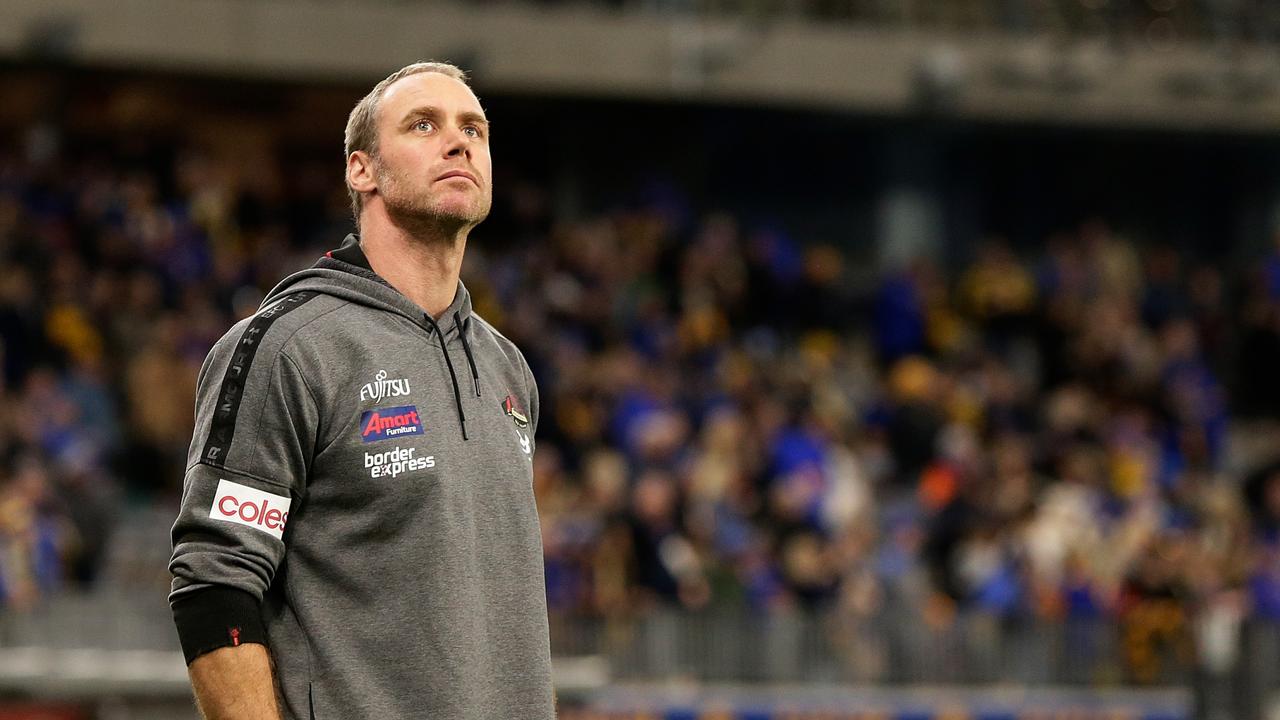 Will Bombers coach Ben Rutten keep his job? Picture: Will Russell/AFL Photos