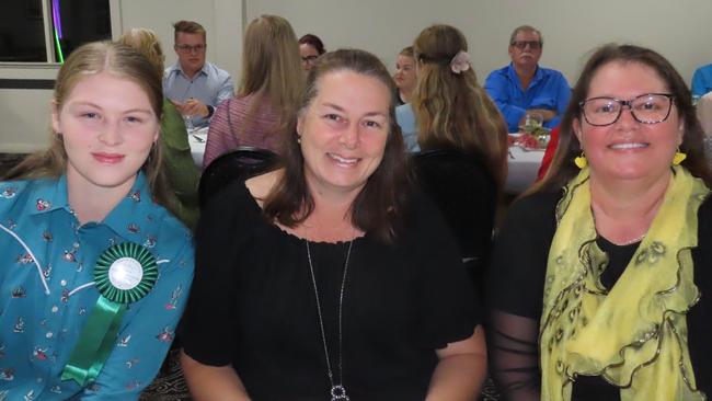 Maggie Livett, Holly Livett and Danita Potter from Kingaroy at the 2023 Kingaroy Show Dinner.