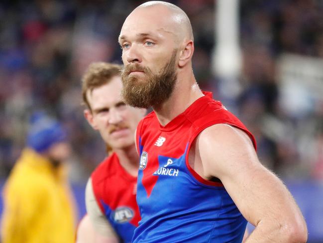 Another rough day for big Max and the Dees. Picture: AFL Photos/Getty Images