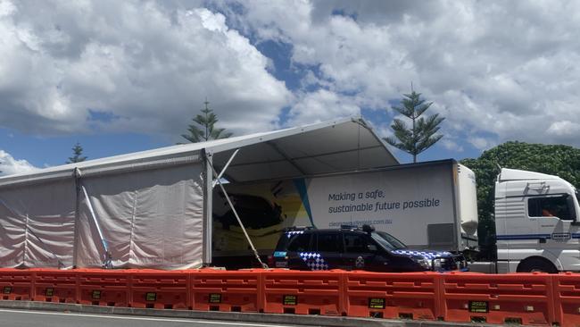 The new marquees at the border checkpoint at Bilinga. Picture: Greg Stolz