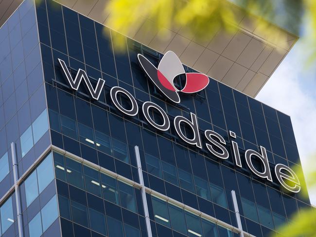 The Woodside Petroleum Ltd. logo is displayed atop the company's headquarters in Perth, Australia, on April 11, 2011. Photographer: Ron D'Raine/Bloomberg