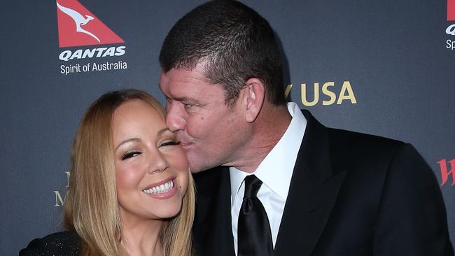 Mariah Carey and James Packer attend the 2016 G'Day Los Angeles Gala in January. Picture: Jonathan Leibson/Getty Images