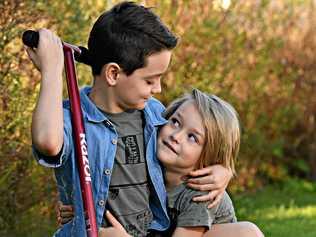 Kobe, 9, (left) with his little brother Harrison, 4. Picture: Warren Lynam