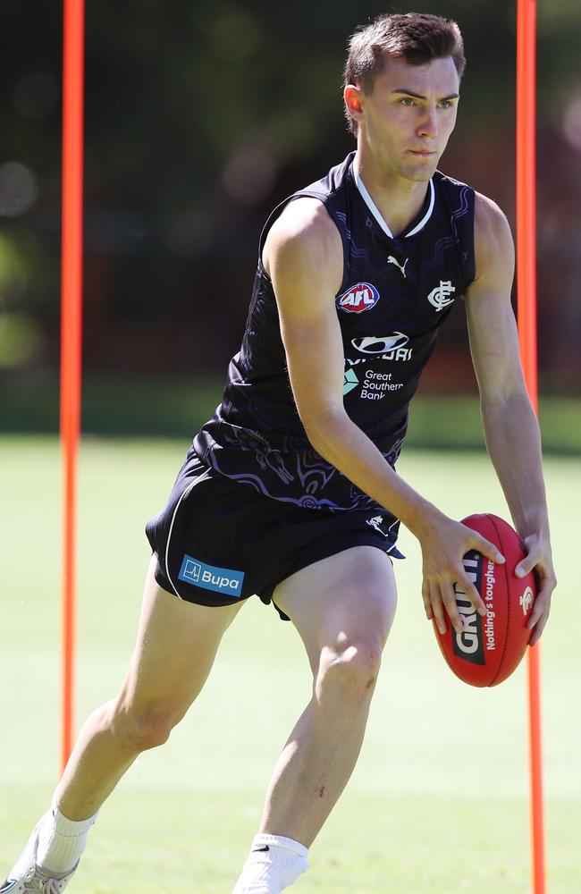 Jagga Smith on the move at training. Picture: David Crosling