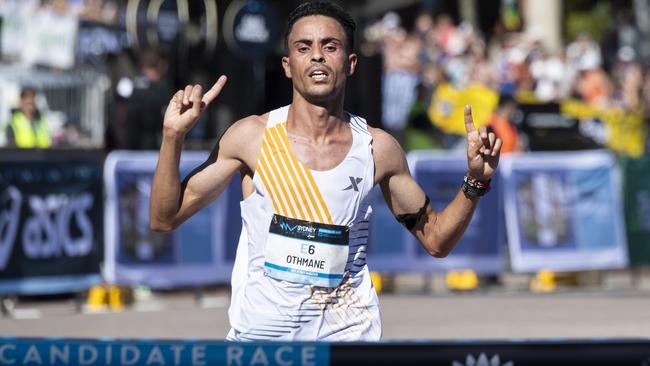 2023 Sydney Marathon winner, Othmane El Goumri from Morocco. Picture: Monique Harmer