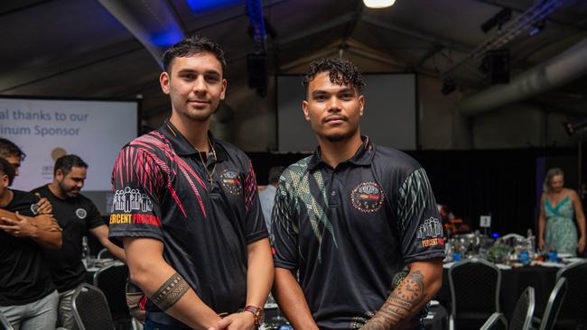 Dante Rodrigues and Jahdai Vigona at International Men's Day Lunch at the Darwin Turf Club Pavilion, Darwin. Picture: Pema Tamang Pakhrin