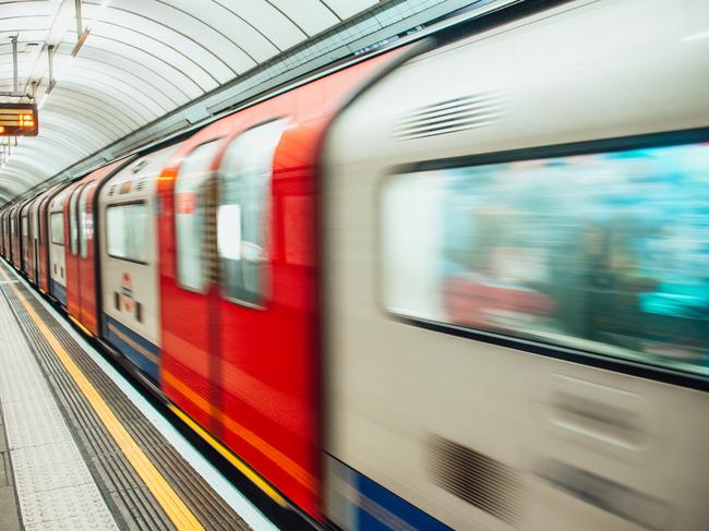 London underground train in motion