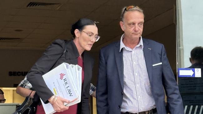 Instructing solicitor Rebecca Hatcher-Anderson (left) and Leslie John Pearce (right) leaving court.