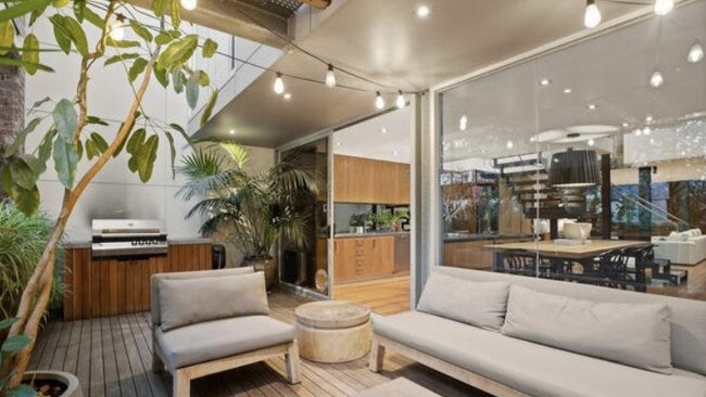 The tranquil terrace at Andy Lee’s Richmond home. Picture: Picture: Fletchers