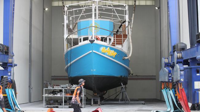 One of the trawlers getting renovated while parked up at The Boat Works. Picture Glenn Hampson
