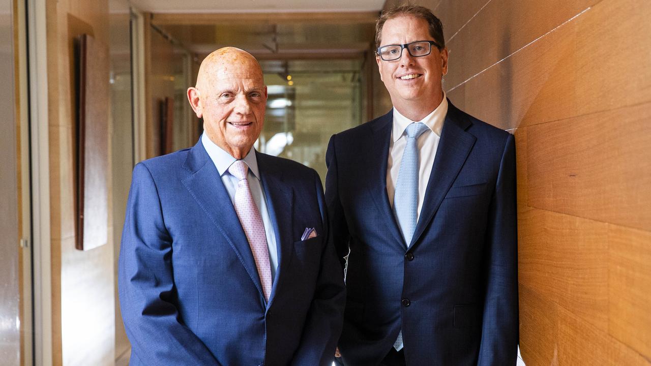 Solomon Lew with Premier Retail chief executive Richard Murray. Picture: Aaron Francis/The Australian