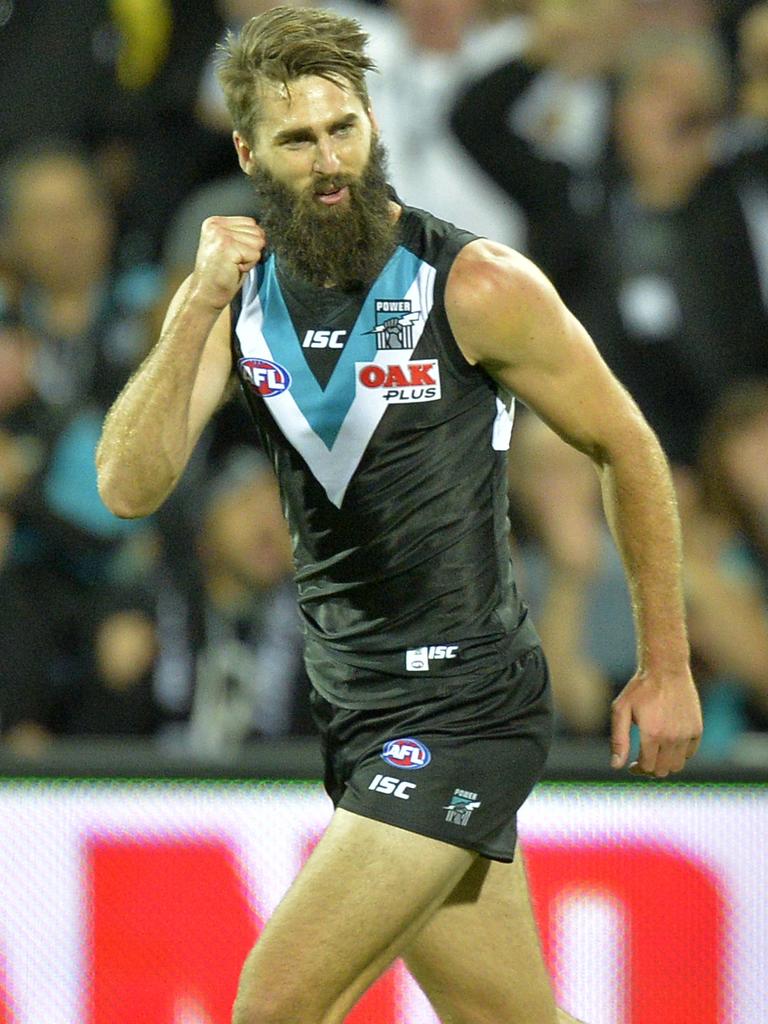 Justin Westhoff in action for Port in 2017. Picture: AAP / David Mariuz