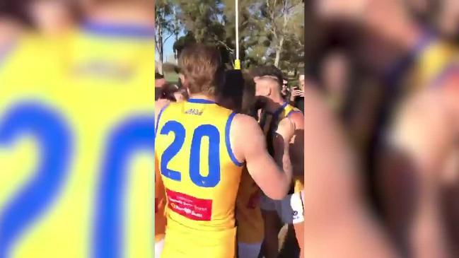 St Bernard's VAFA forward Chad Jones kicks his 100th goal of Premier B season