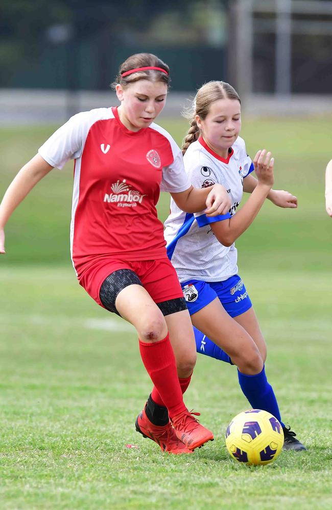 SOCCER: U 13 girls, Woombye V Nambour Yandina United. Picture: Patrick Woods.