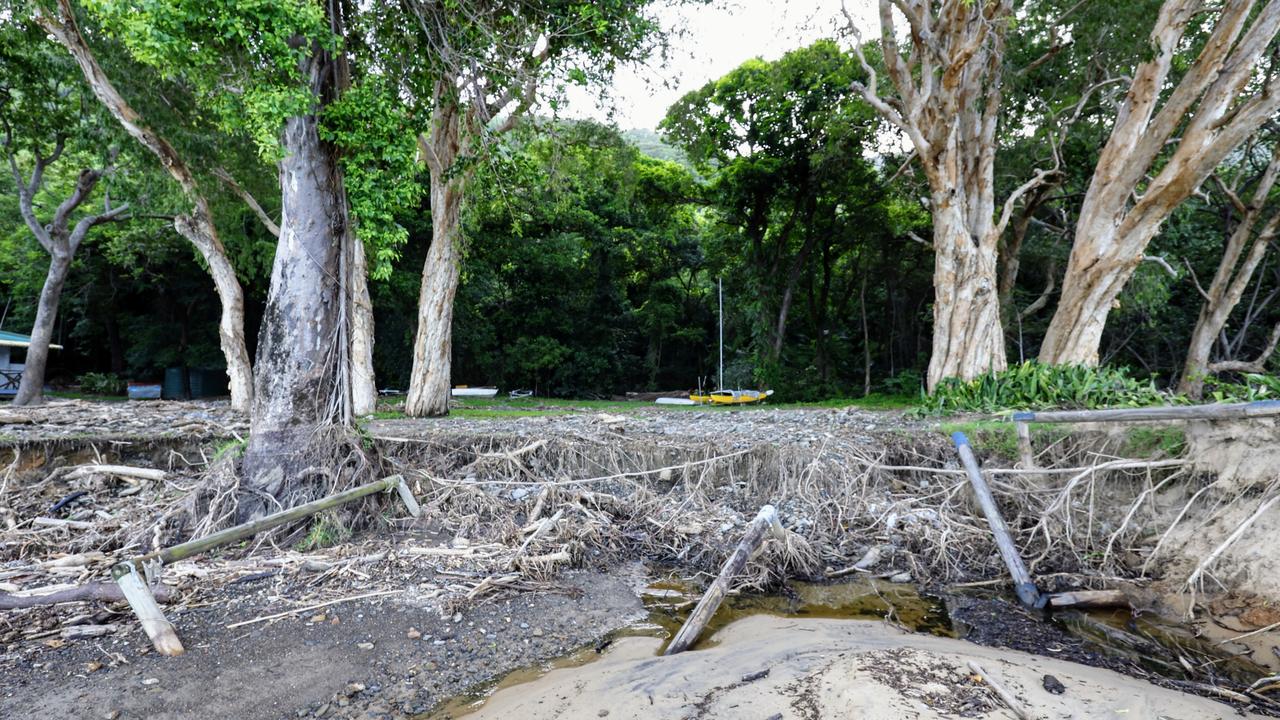 The club requires heavy earthworks to be completed, to remove flood debris and to level escarpments, so that the boats can access the ocean again, and the grounds are safe for junior members to use. Picture: Brendan Radke