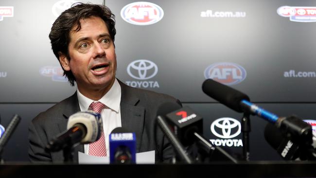 AFL boss Gillon McLachlan announced the revised season on Monday. Picture: AFL Photos/Getty Images