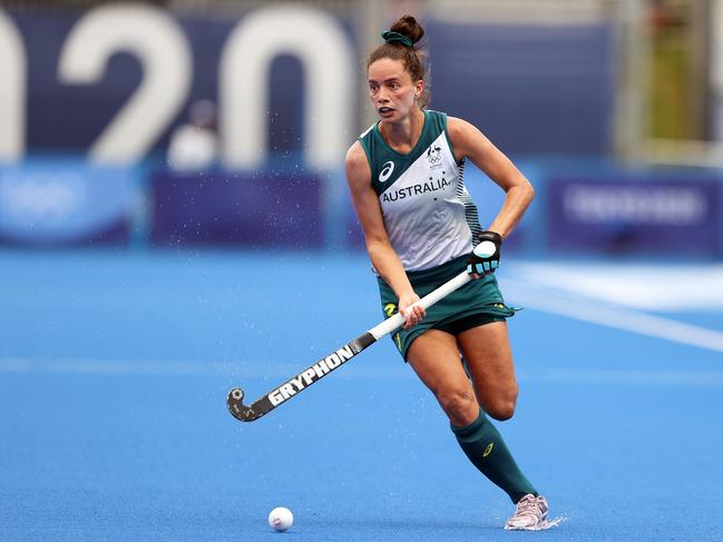 Brooke Peris on the attack for the Hockeyroos. Picture: Francois Nel/Getty Images