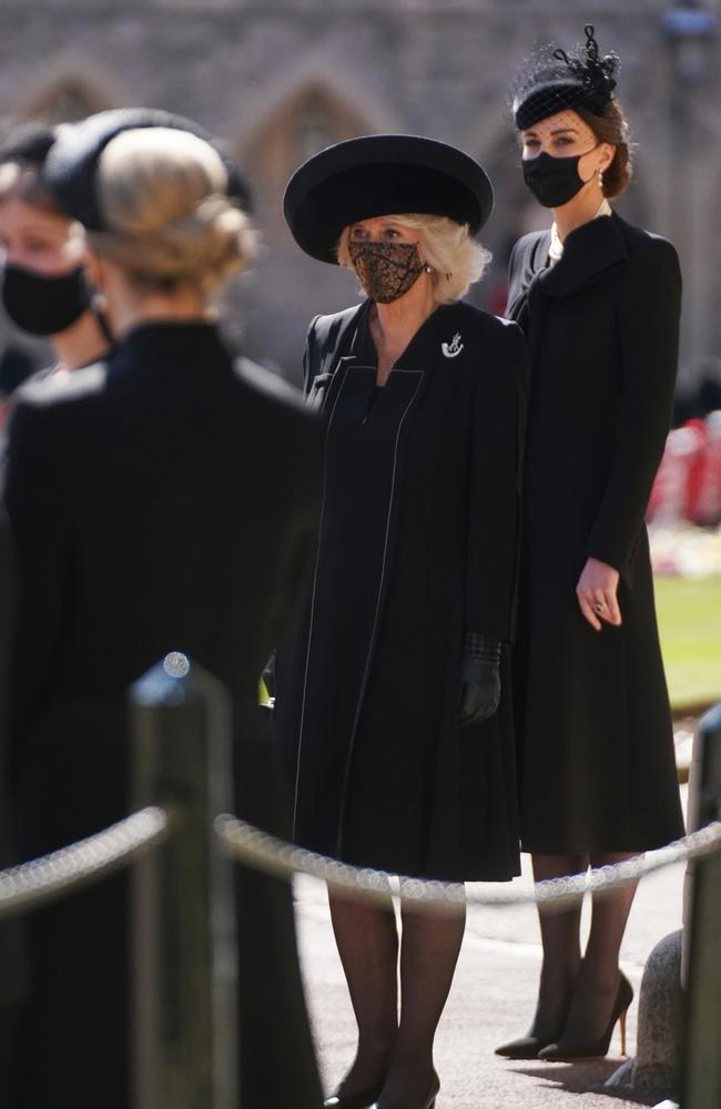 Camilla and Kate arrive for the funeral. Picture: Victoria Jones – WPA Pool/Getty Images