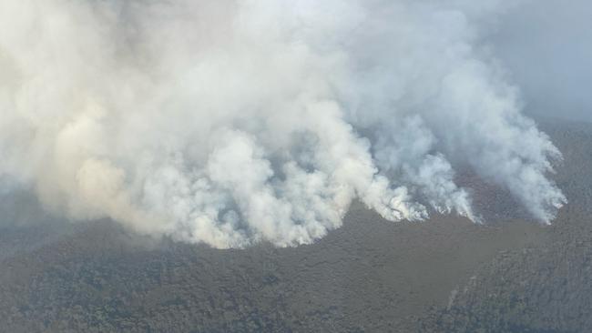 Canning Peak bushfires on February 5, 2025. Picture: Tasmania Fire Service