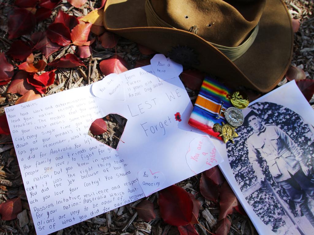 Schoolchildren across the state have written letters to Aussie Diggers in lieu of attending Anzac Day services. Picture: David Thorpe