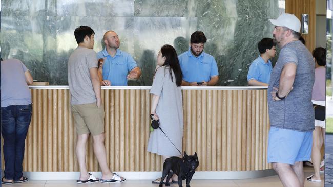 Residents of the Opal Tower at Olympic Park have a meeting with Opal Executives. Picture Chris Pavlich