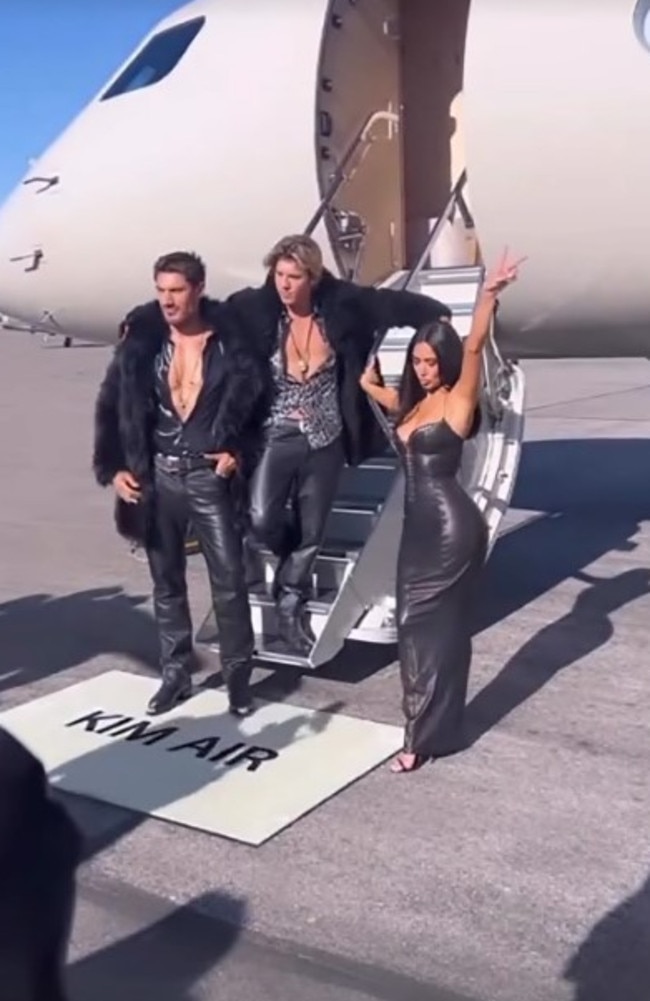 The couple travelled to Las Vegas on Kim Kardashian’s jet, with the reality star said to be present at their nuptials. Picture: Kim Kardashian/Instagram