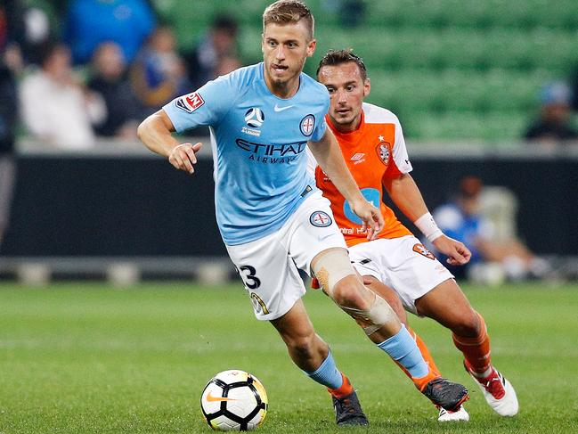 Stefan Mauk will be swapping his City blue for a Roar strip. Picture: Getty Images