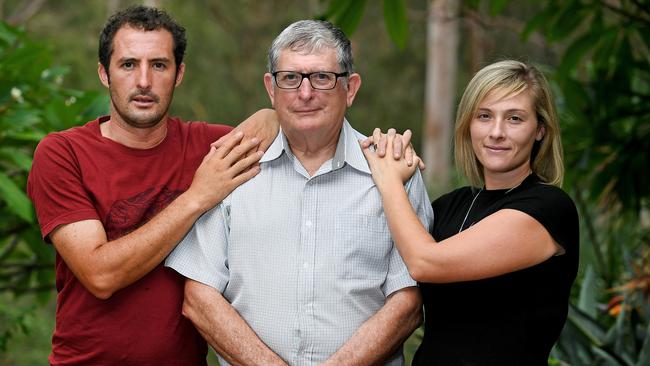 Tony Castel with children Ryan Castel and Jay Geddes. Picture: AAP image/John Gass