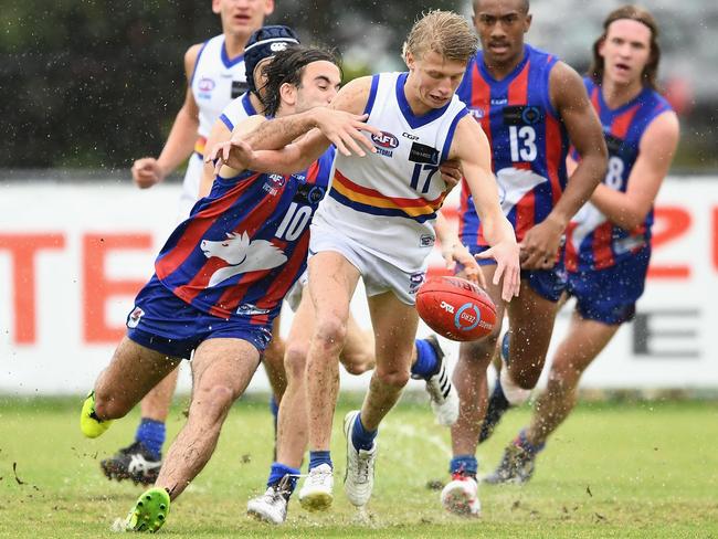 Lilydale junior Cody Hirst gets a kick away for Eastern Ranges. Picture: Quinn Rooney/AFL Media/Getty Images