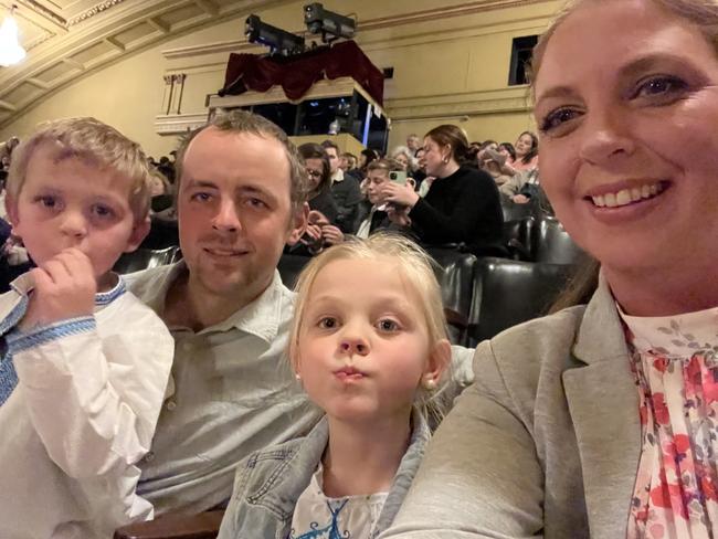 Halleshia with husband Ashley and their two children Stella and Casey back home in rural Victoria.