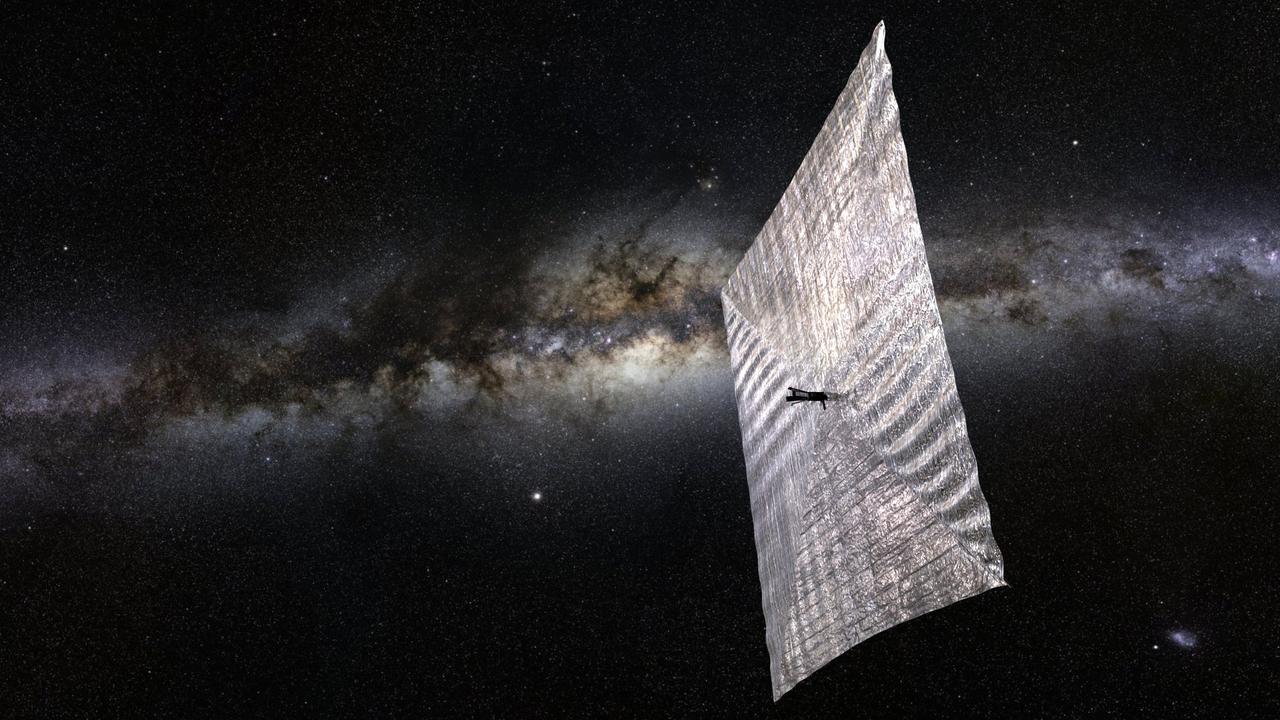 An artist's impression of a light sail, powered by the solar winds. Picture: ESO
