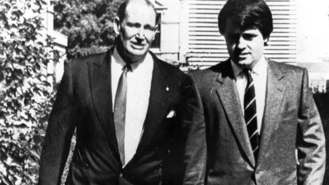 Kerry Packer and Malcolm Turnbull in 1984.