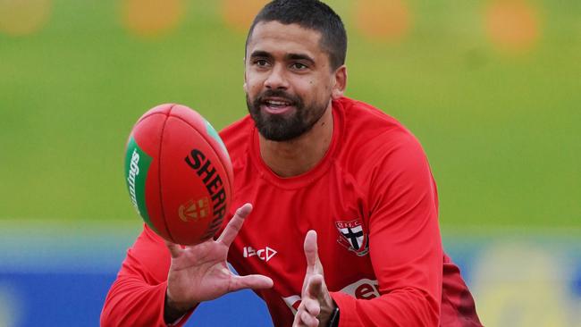 Hill in action at St Kilda training ahead of the AFL’s restart.