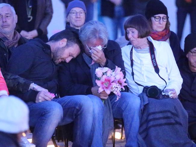 John Ruszczyk at the sunrise vigil on Freshwater beach for his daughter Justine yesterday. Picture: John Grainger