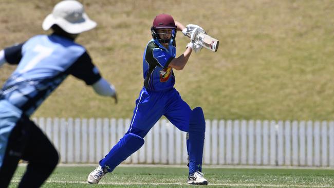 Harrison Tzannes bats for Darling Downs and South West Queensland against Valley. Picture: Kevin Farmer