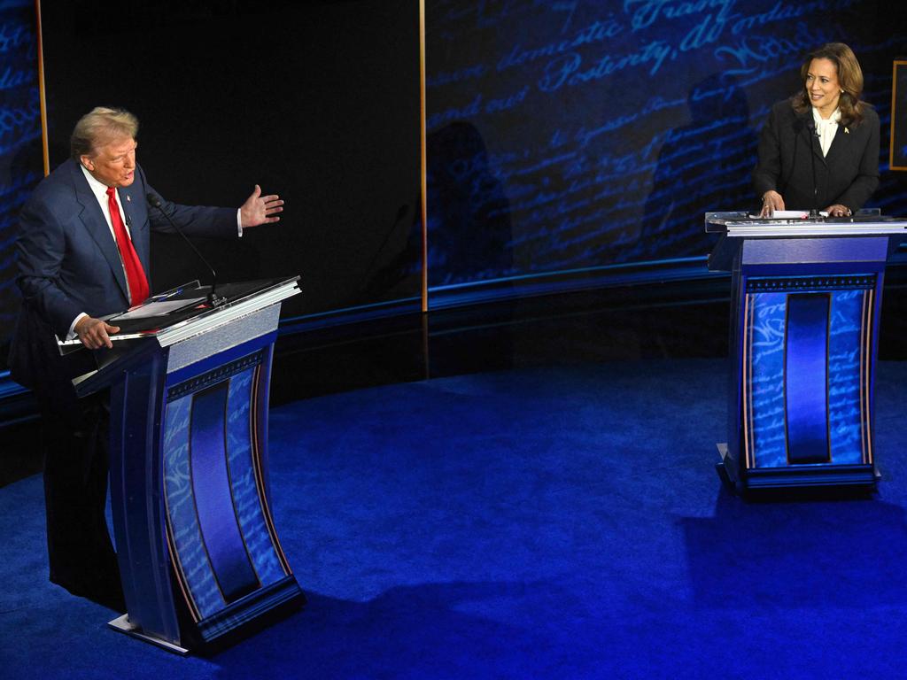 Former US President and Republican presidential candidate Donald Trump speaks during a presidential debate with US Vice President and Democratic presidential candidate Kamala Harris. Picture: AFP