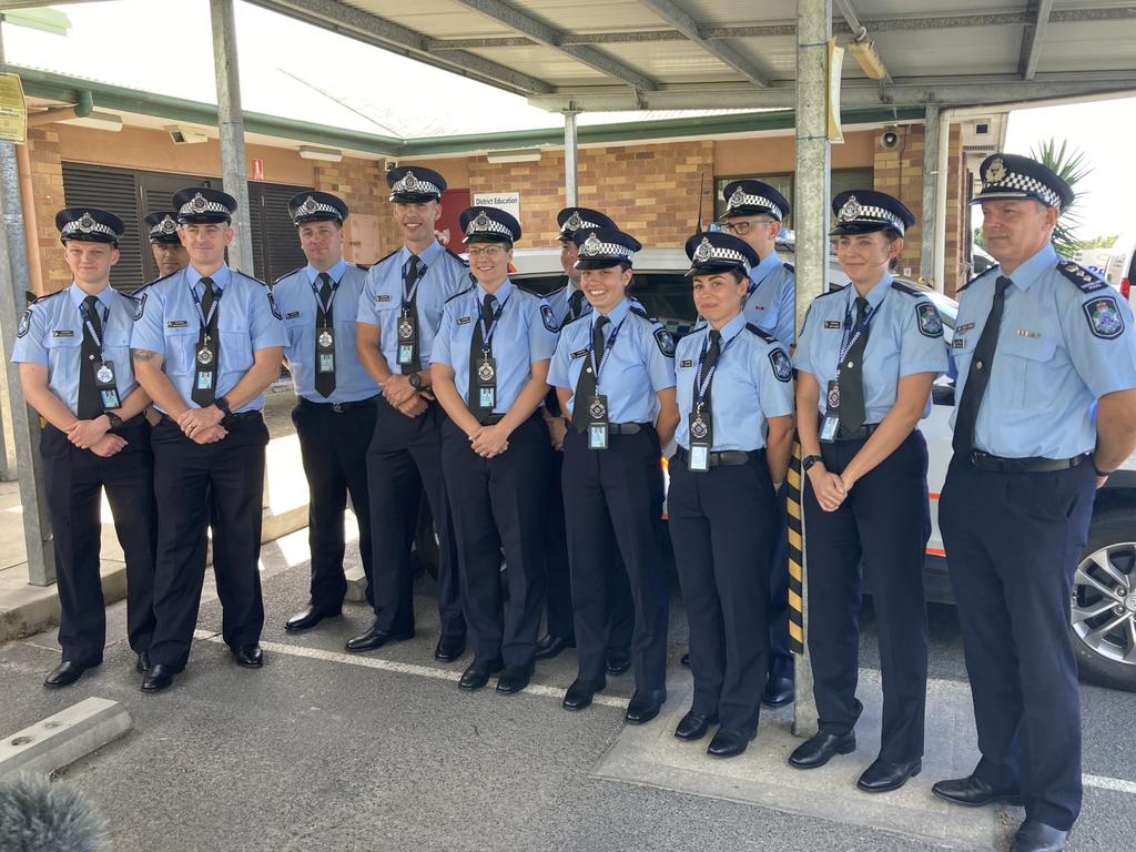 Chief Superintendent Peter Miles welcoming 11 new police recruits to the Golf Coast.