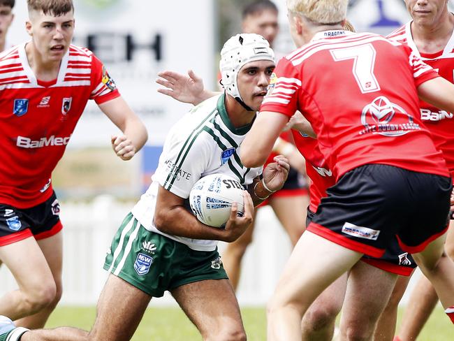 Jace Baker with the ball  for Western Rams. Picture: John Appleyard. Laurie Daley Cup 2025 Round 1, Illawarra South Coast Dragons vs Western Rams at Ron Costello Oval, Shellharbour.  9 February 2025. Picture: John Appleyard